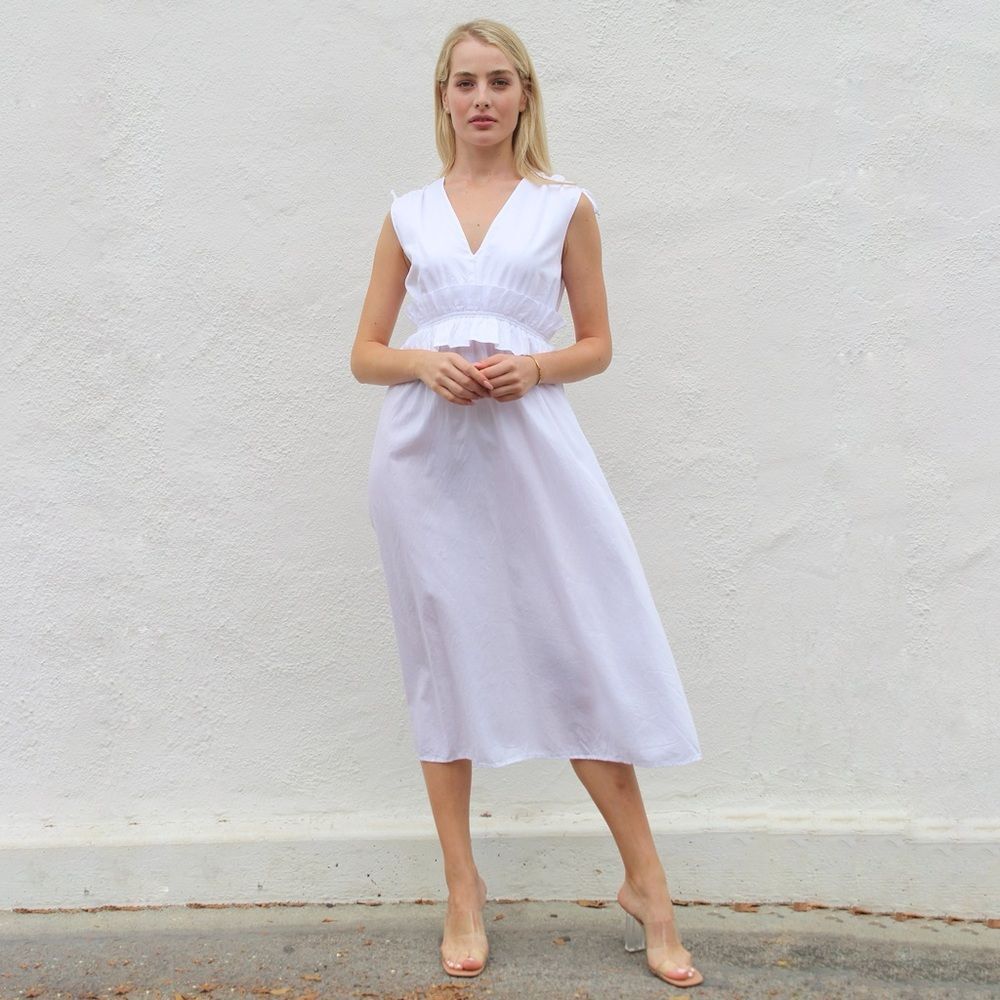 *Stark X Ginny Cotton Midi Dress in White Size XS